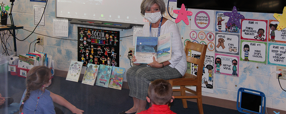 Author with students